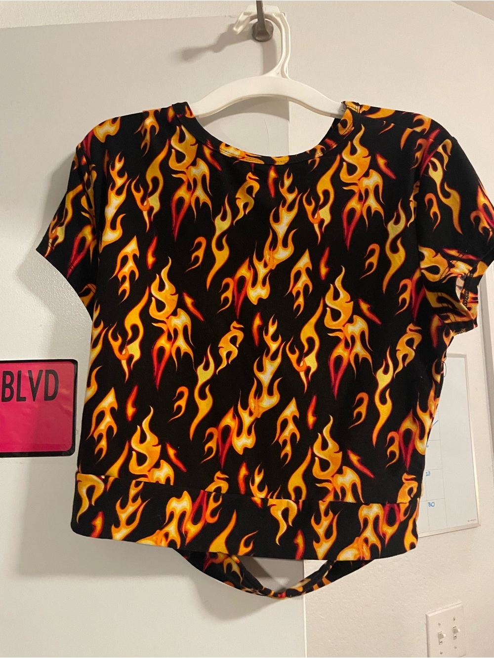 Rue21 Black with Flames Crop Top Size Large